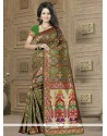 Eye-catchy Weaving Work Green Banarasi Silk Classic Saree