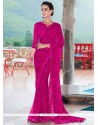 Artistic Georgette Hot Pink Printed Saree