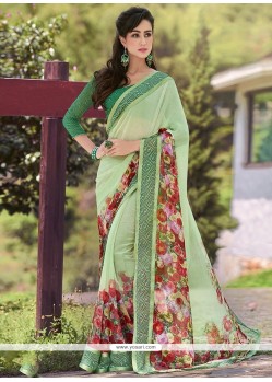 Dainty Sea Green Print Work Printed Saree