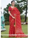 Delightsome Red Georgette Printed Saree