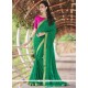 Groovy Georgette Green Print Work Printed Saree