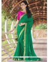 Groovy Georgette Green Print Work Printed Saree