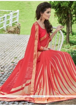 Cherubic Georgette Red Printed Saree