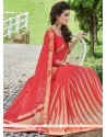 Cherubic Georgette Red Printed Saree