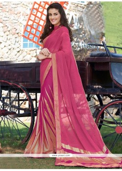 Imperial Pink Print Work Georgette Printed Saree