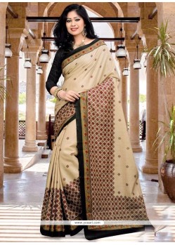 Charismatic Print Work Beige Art Silk Printed Saree