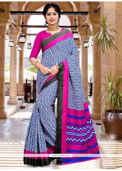 Multi Colour Print Work Art Silk Printed Saree