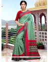 Superb Art Silk Sea Green Print Work Printed Saree