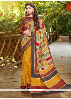 Engrossing Print Work Multi Colour Printed Saree