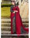 Royal Red Print Work Art Silk Printed Saree