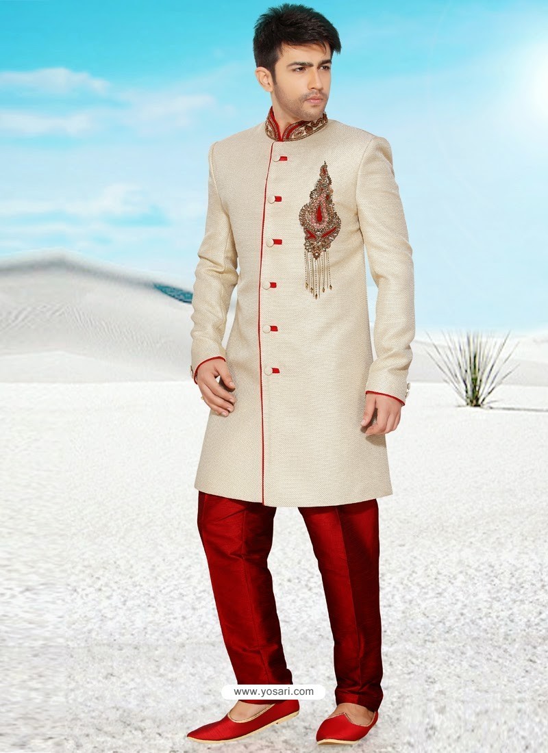 Buy Baronial Beige Sherwani | Sherwani