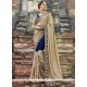 Adorning Fancy Fabric Beige And Blue Patch Border Work Classic Designer Saree