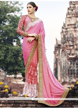 Innovative Fancy Fabric Rose Pink Classic Designer Saree