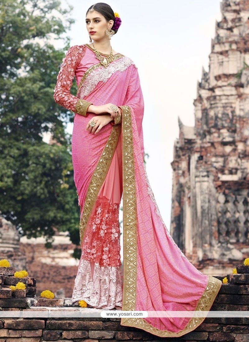 Buy Innovative Fancy Fabric Rose Pink Classic Designer Saree | Wedding ...