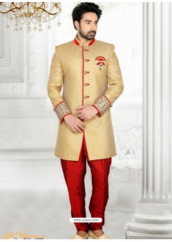 Pretty Beige Jute Sherwani