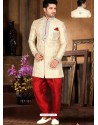 Invaluable Beigish Brocade Sherwani