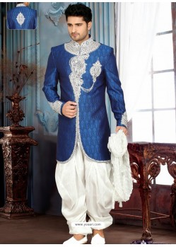 Lovable Bluish Art Silk Sherwani