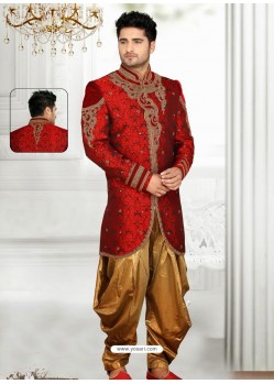 Elegant Maroonish Indo Western Sherwani