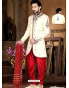 Charming Creamish Brocade Sherwani