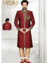 Striking Maroonish Brocade Sherwani