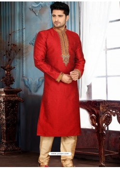Majestic Redish Art Silk Sherwani