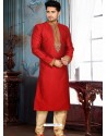 Majestic Redish Art Silk Sherwani