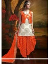 Charming Banarasi Silk Beige And Orange Weaving Work Readymade Suit