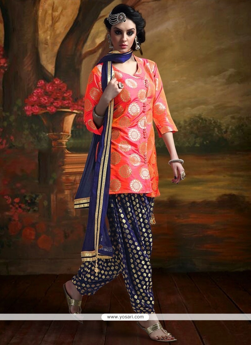 Shop Red Embroidered Work Banarasi Silk Readymade Designer Suit Online :  47394 - Salwar Kameez