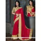 Aristocratic Red Patch Border Work Traditional Saree