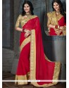 Aristocratic Red Patch Border Work Traditional Saree