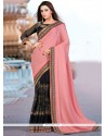 Regal Black And Pink Embroidered Work Classic Designer Saree