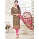 Brown Banarasi Silk Churidar Designer Suit