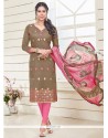 Brown Banarasi Silk Churidar Designer Suit