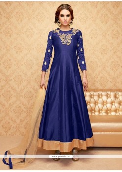 Breathtaking Lace Work Blue Anarkali Salwar Suit