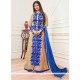Ayesha Takia Beige And Blue Resham Work Designer Floor Length Salwar Suit