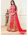 Ayesha Takia Beige And Hot Pink Designer Floor Length Salwar Suit