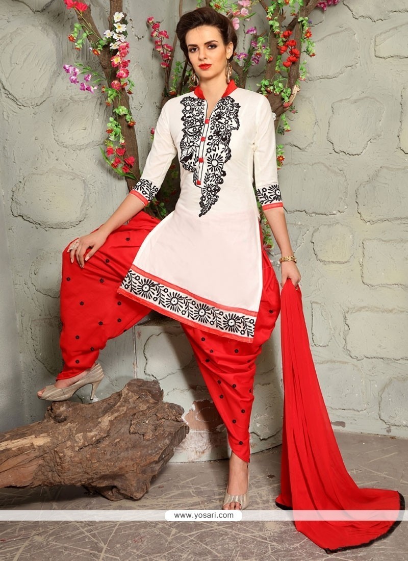 Buy Amusing Off White And Red Punjabi Suit | Punjabi Patiala Suits