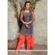 Engrossing Embroidered Work Grey Punjabi Suit