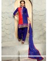 Irresistible Blue Embroidered Work Cotton Punjabi Suit