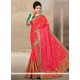 Striking Rose Pink Zari Work Jacquard Silk Designer Traditional Saree
