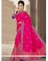 Prime Zari Work Hot Pink Jacquard Silk Designer Traditional Saree