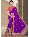 Capricious Purple Zari Work Designer Traditional Saree