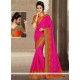 Sightly Hot Pink Zari Work Jacquard Silk Designer Traditional Saree