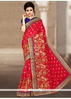 Thrilling Red Designer Traditional Saree