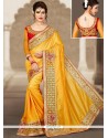 Spectacular Zari Work Yellow Art Silk Designer Traditional Saree