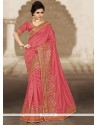 Exciting Bhagalpuri Silk Rose Pink Designer Traditional Saree