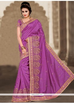 Precious Bhagalpuri Silk Purple Designer Traditional Saree