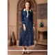 Delectable Print Work Navy Blue Party Wear Kurti