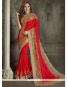 Cute Net Red Designer Traditional Saree