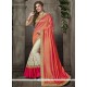 Tantalizing Art Silk Off White And Peach Embroidered Work Designer Traditional Saree